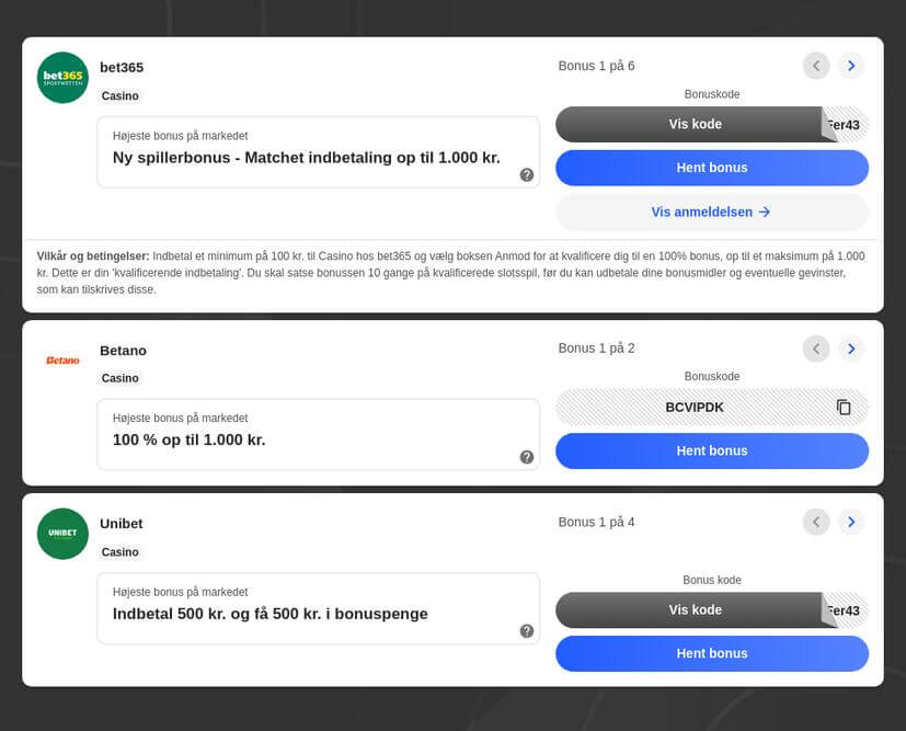 Bedste online casino bonusser i 2027