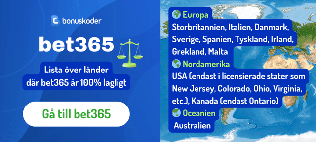 bet365 lagliga lander i varlden